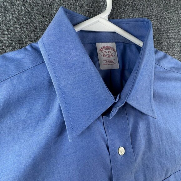 Brooks Brothers Button Up Shirt Long Sleeve 16 34 Blue Traditional Fit Cotton - Picture 9 of 11